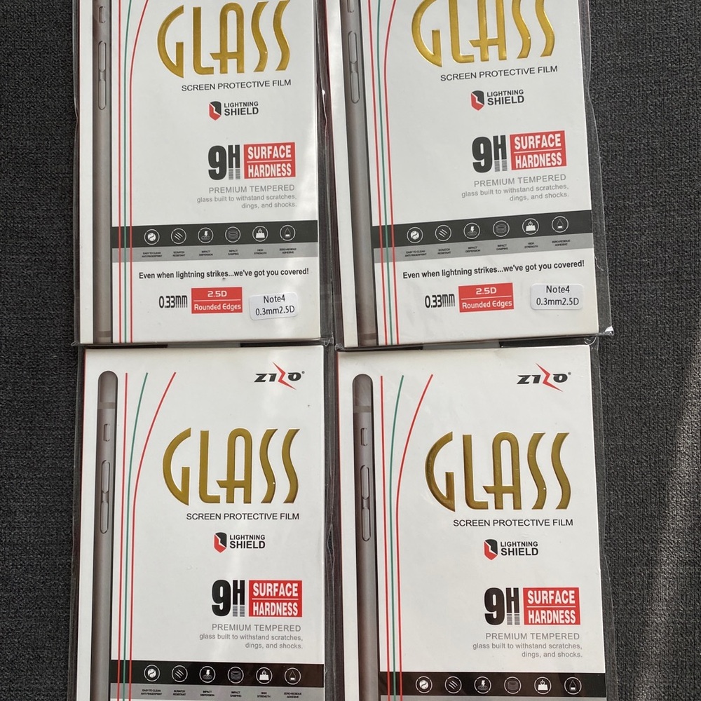 4 Pack Tempered Glass Screen Protectors For Samsung Galaxy Note 4